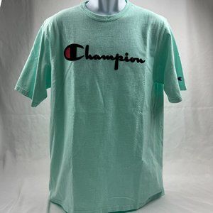 Champion Mens Short Sleeve Shirt XL Teal Embroidered Logo Excellent